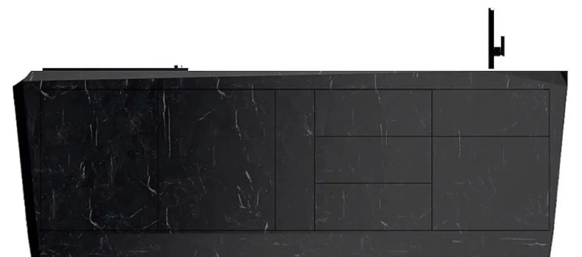 Casa Padrino bloque de cocina de lujo fabricado en m¨¢rmol marquina de alta calidad negro 270 x 100 x A. 75 cm - Muebles de comedor de m¨¢rmol de lujo - Muebles de Hotel - Calidad de Lujo