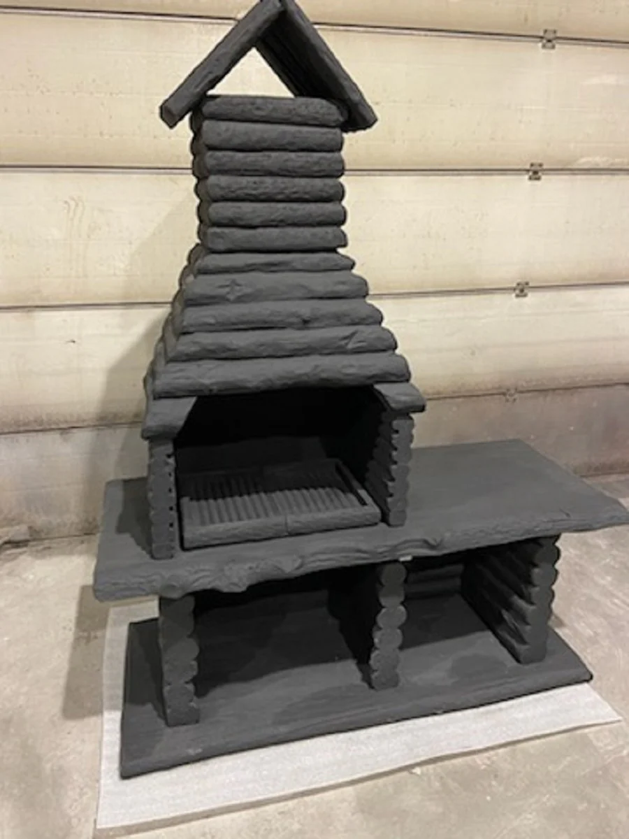 Casa Padrino barbacoa de jard¨ªn de lujo negro 162 x 70 x A. 205 cm - Chimenea de hormig¨®n en aspecto de madera - Accesorios de jard¨ªn de lujo