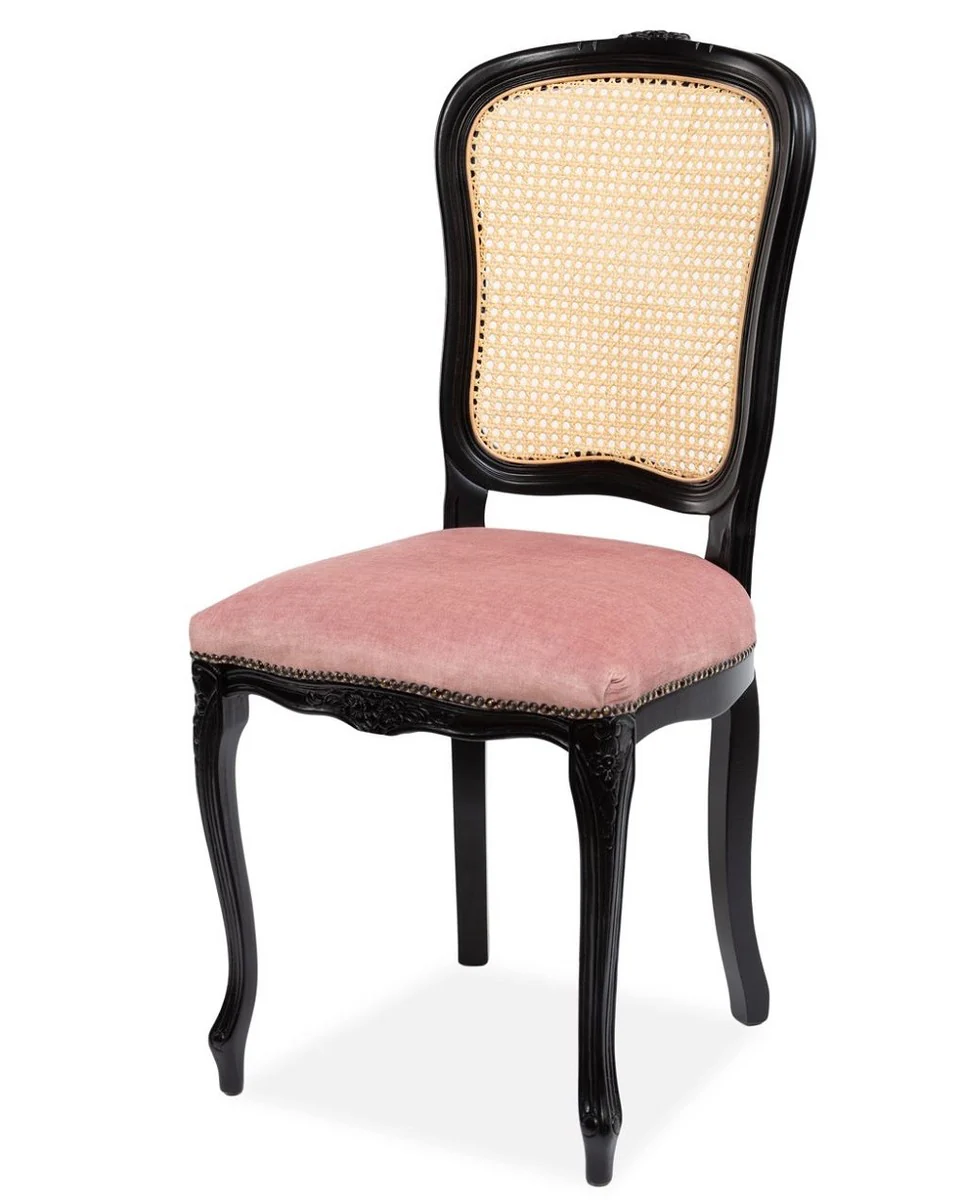 Casa Padrino silla de comedor barroco de lujo rosa / natural / negro A. 100 cm