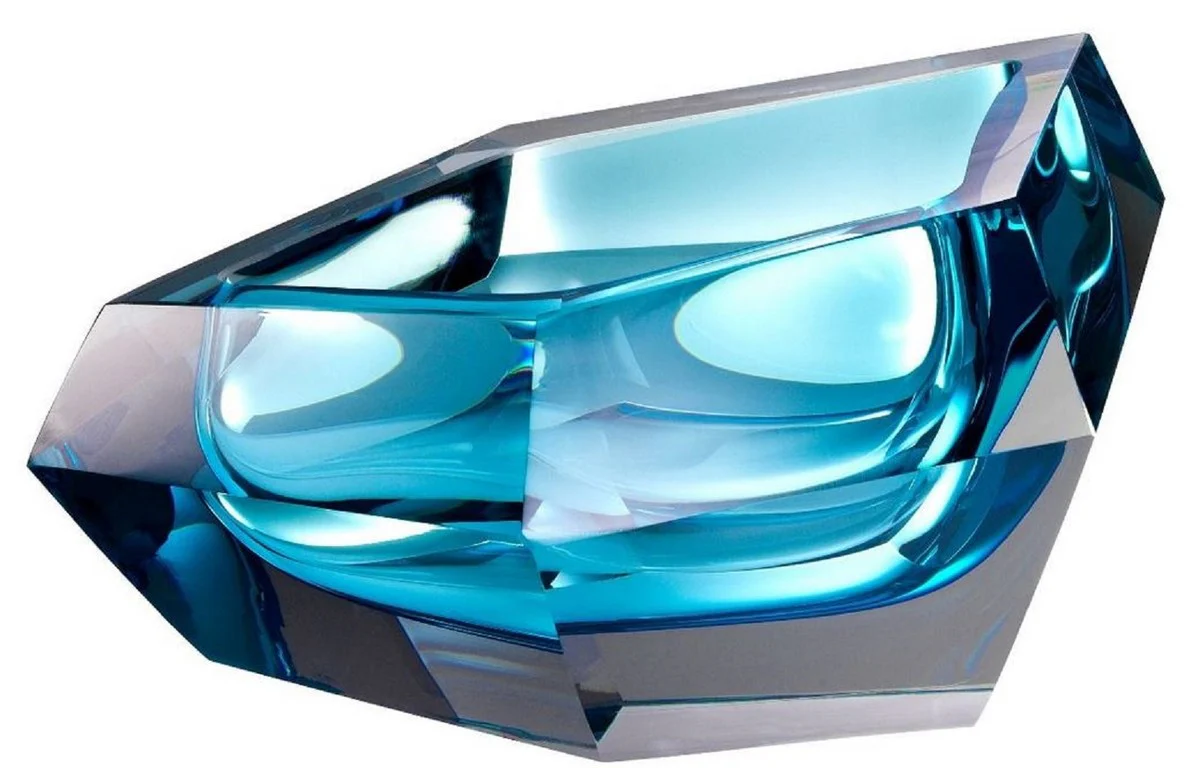 Casa Padrino tazón de vidrio cristal de lujo azul 22 x 14 x H. 10,5 cm - Bol Deco de Diseño - Accesorios Decorativos