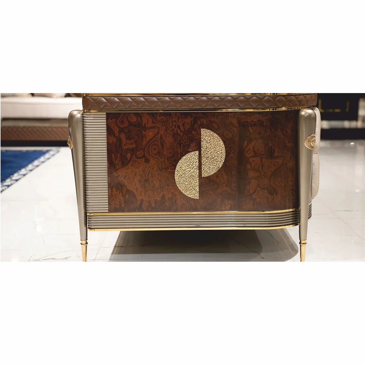 Casa Padrino sof¨¢ de lujo gris / marr¨®n / oro 280 cm - Muebles de sal¨®n y hotel