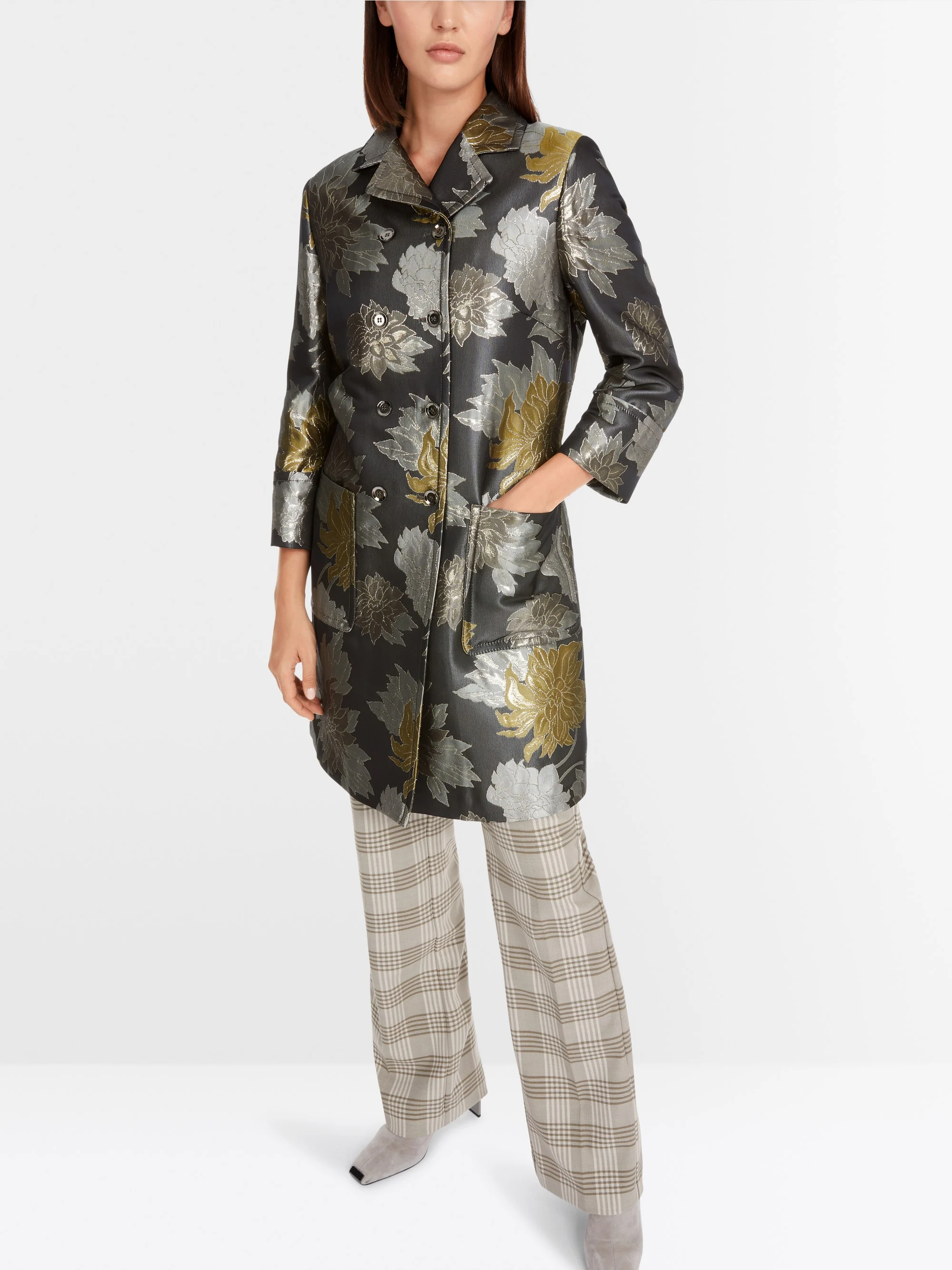 Marc-Cain Floral jacquard coat with lurex