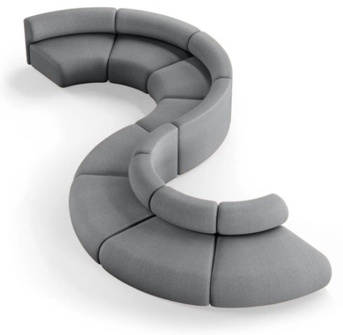 Casa Padrino sof¨¢ de lujo gris 590 cm - Sof¨¢ modular curvo de 8 piezas - Muebles de hoteles