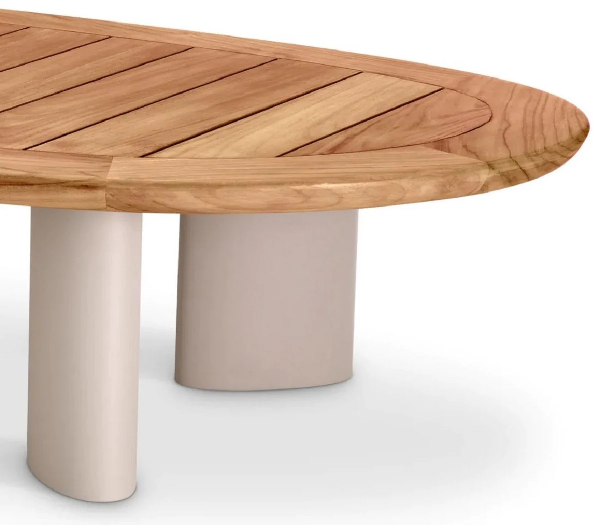 Casa Padrino mesa de jard¨ªn de lujo natural / arena 170,5 x 85 x A. 34,5 cm - Mesa de centro de jard¨ªn con tapa de teca y patas de aluminio - Muebles de jard¨ªn y terraza - Calidad de lujo