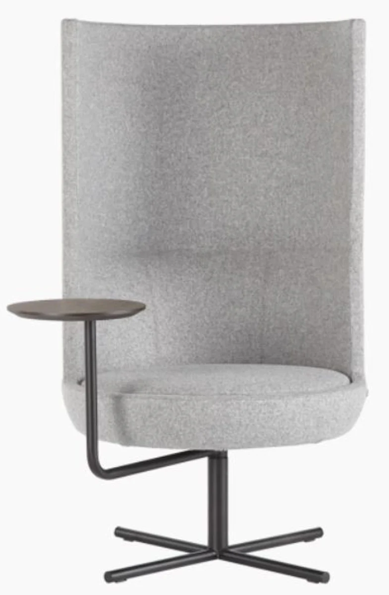 Casa Padrino sill¨®n giratorio de lujo gris / negro ? 70 x A. 126 cm - Sill¨®n de respaldo alto con estante ajustable - Sill¨®n de Hotel - Muebles de Hotel