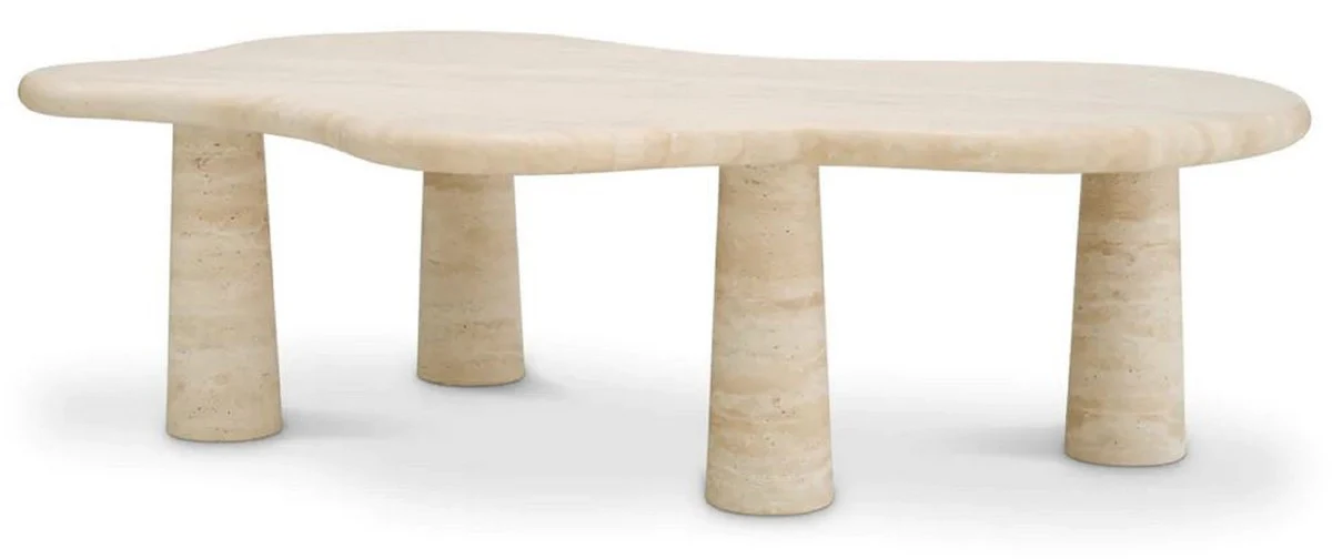 Casa Padrino mesa de centro de lujo beige 116 x 73 x A. 34 cm - Mesa de sal¨®n de piedra natural travertino - Muebles de sal¨®n - Muebles de travertino - Muebles de lujo - Interiores de lujo