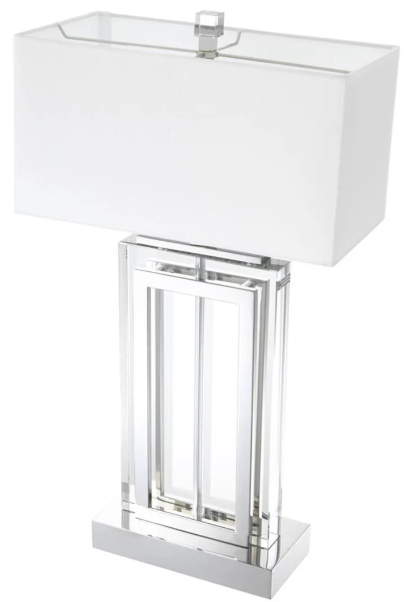 Casa Padrino lámpara de mesa de lujo plata / blanco 38 x H. 67,5 cm - Mobiliario de Hotel y Restaurante