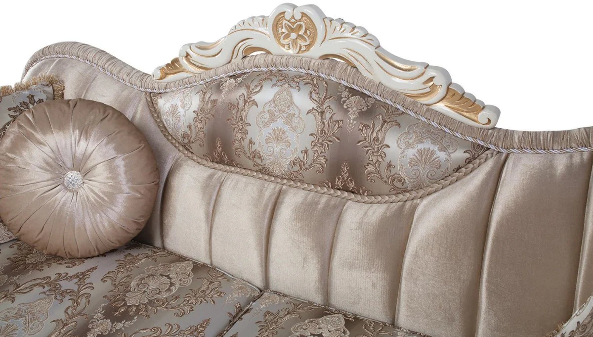 Casa Padrino sof¨¢ barroco de lujo con cojines beige / blanco / oro 237 x 90 x A. 99 cm - Muebles de Sal¨®n Barrocos