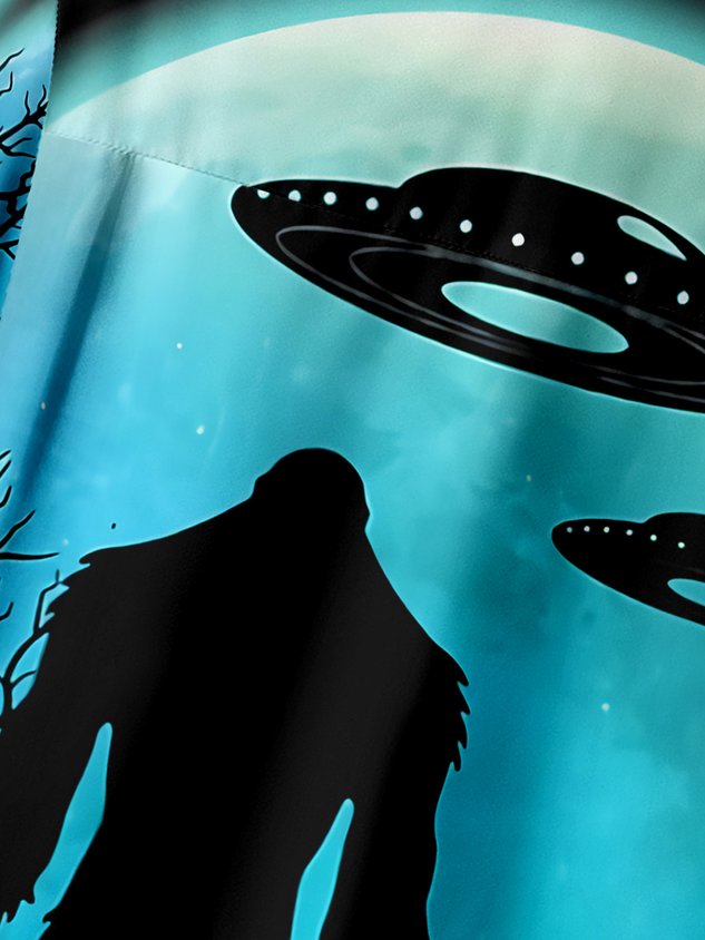 Bigfoot Alien Chest Pocket Short Sleeve Shirt