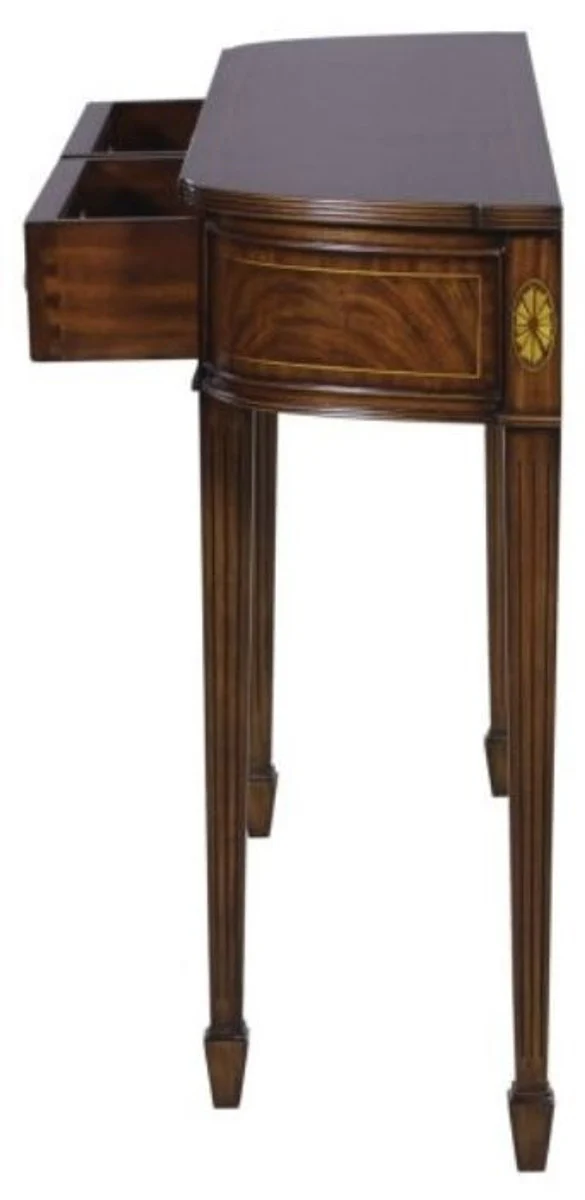 Casa Padrino Consola de Lujo Art Nouveau en Caoba Marr¨®n 130 x 30 x H. 78 cm - Consola con 2 Cajones en Estilo Art Nouveau Franc¨¦s