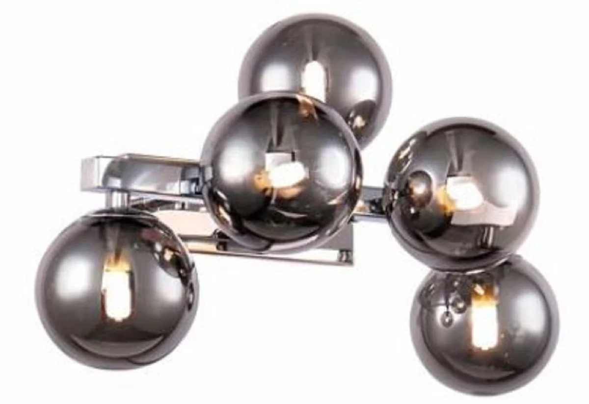 Casa Padrino lámpara de pared de diseñador plata / gris 38 x 23 x H. 24 cm - Lámpara de Salón con Pantallas Esféricas