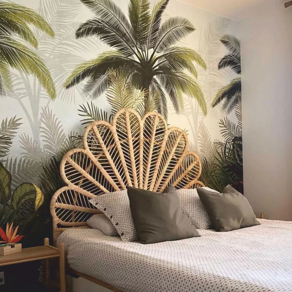 Casa Padrino cabecero de cama de rat¨¢n de lujo natural 160 cm - Muebles de dormitorio