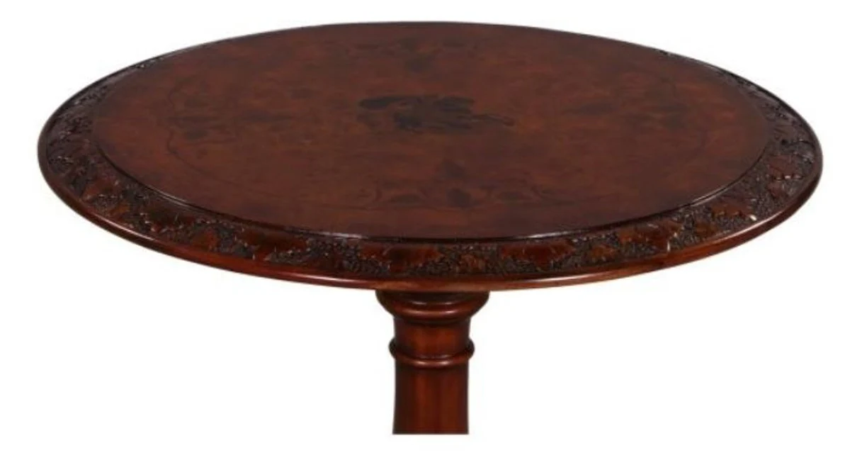 Casa Padrino mesa de comedor de caoba art nouveau de lujo marrón Ø 50 x H. 74 cm - Muebles de Salón