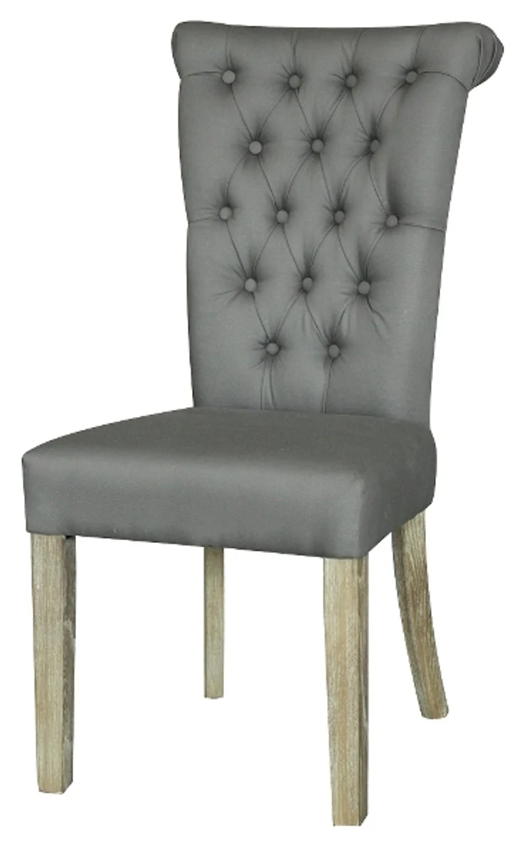 Casa Padrino Chesterfield Dining Chair Frost Gray 51 x 66 x H. 100 cm - Luxury Dining Room Furniture