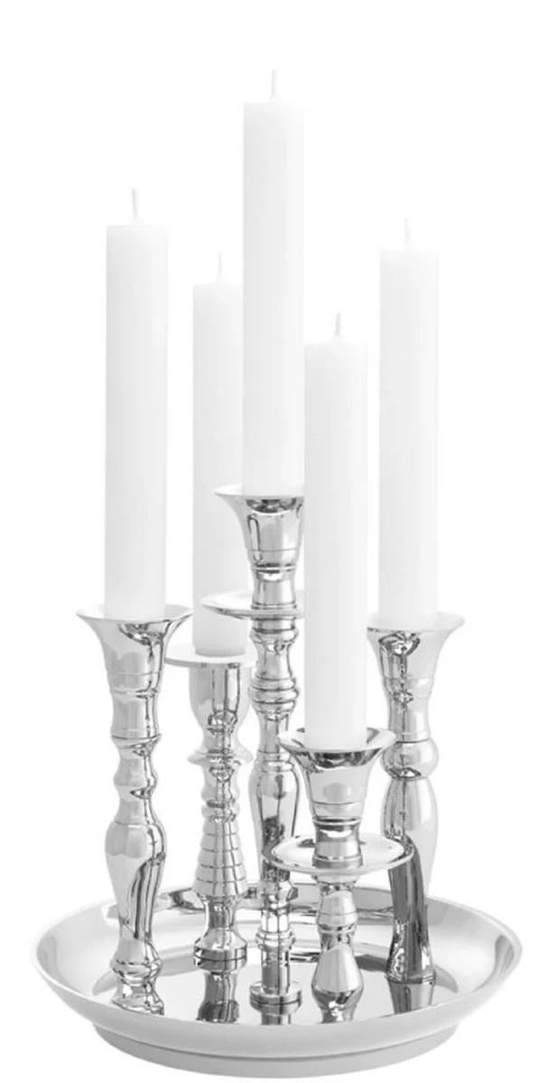 Casa Padrino candelero de lat¨®n de lujo plata ? 22 x H. 23,5 cm - Accesorios de Hotel y Restaurante