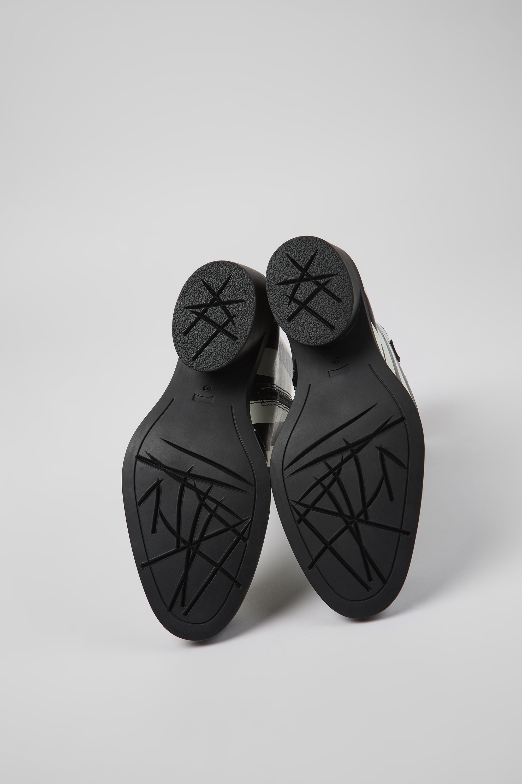 Bonnie - Black and white striped leather boots for women