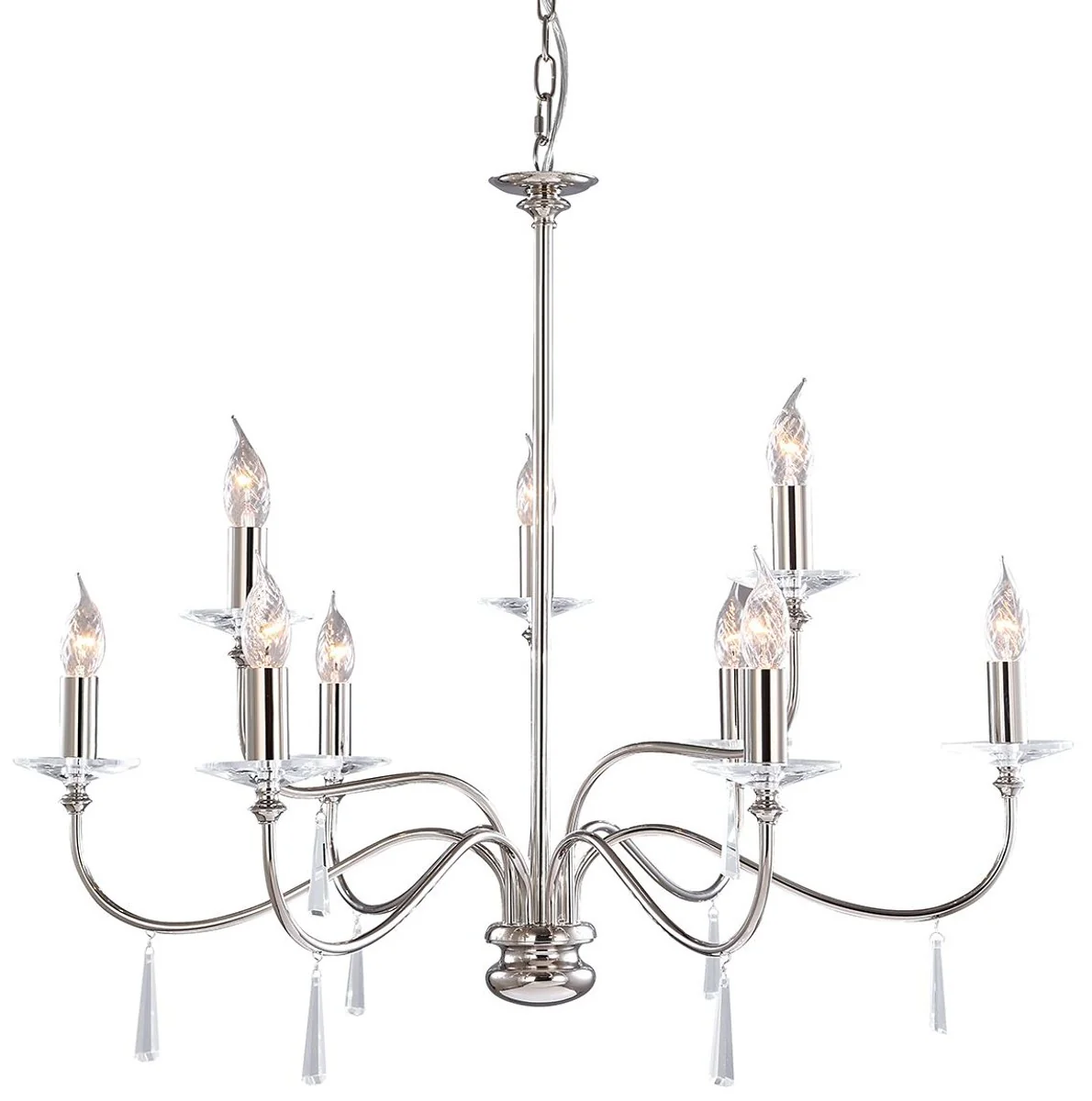 Casa Padrino lámpara de araña de cristal Art Nouveau plata Ø 82 x A. 75 cm - Lámpara de araña de metal redonda - Lámpara de Araña de Salón Barroco y Art Nouveau - Lámparas Barrocos y Art Nouveau