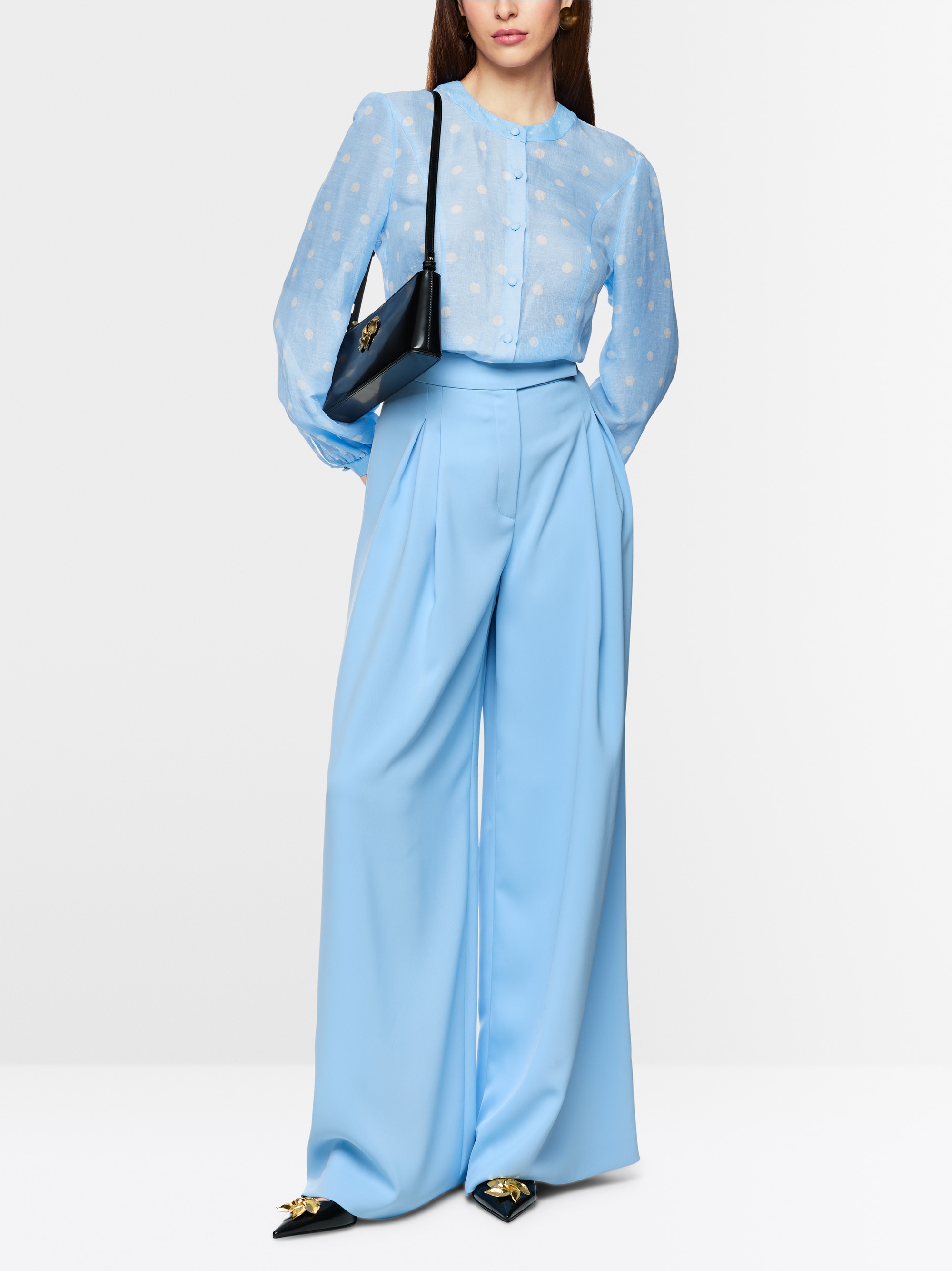 Marc-Cain Silk and linen polka dot blouse