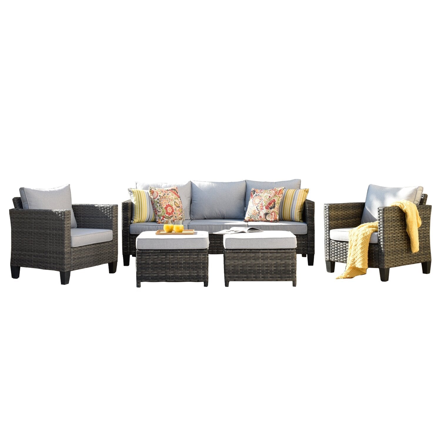 Dron Wicker/Rattan 5 - Person Seating Group with Cushions