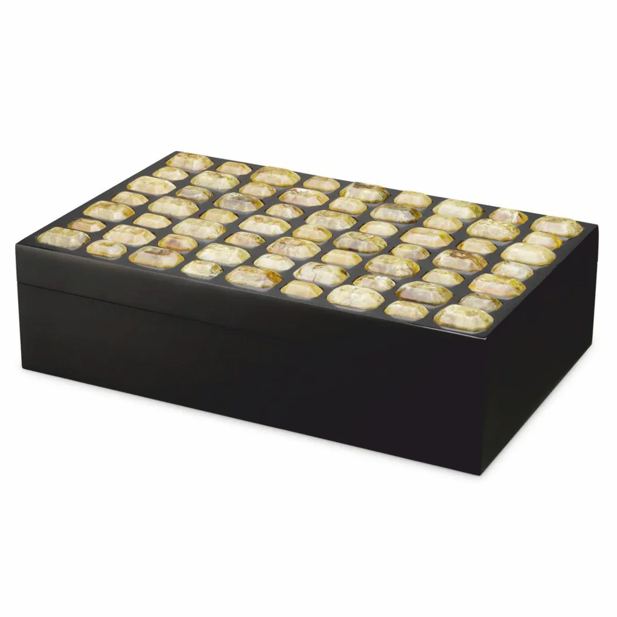 Casa Padrino Caja de Joya de Lujo Negro / Amarillo 37,5 cm - Caja de Almacenamiento