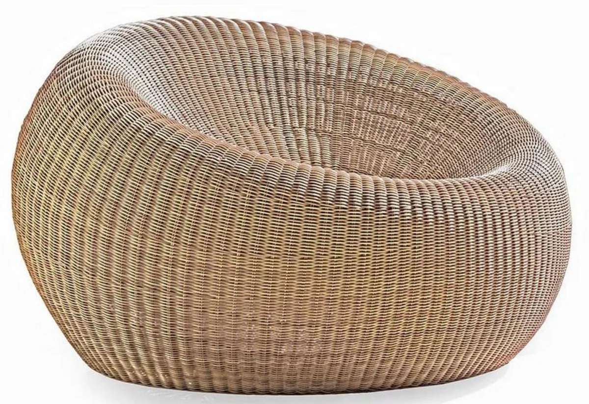 Casa Padrino sillón de jardín de lujo natural Ø 113 x A. 70 cm - Sillón de piscina moderno redondo tejido a mano resistente a la intemperie - Mobiliario de jardín moderno - Mobiliario de Hotel