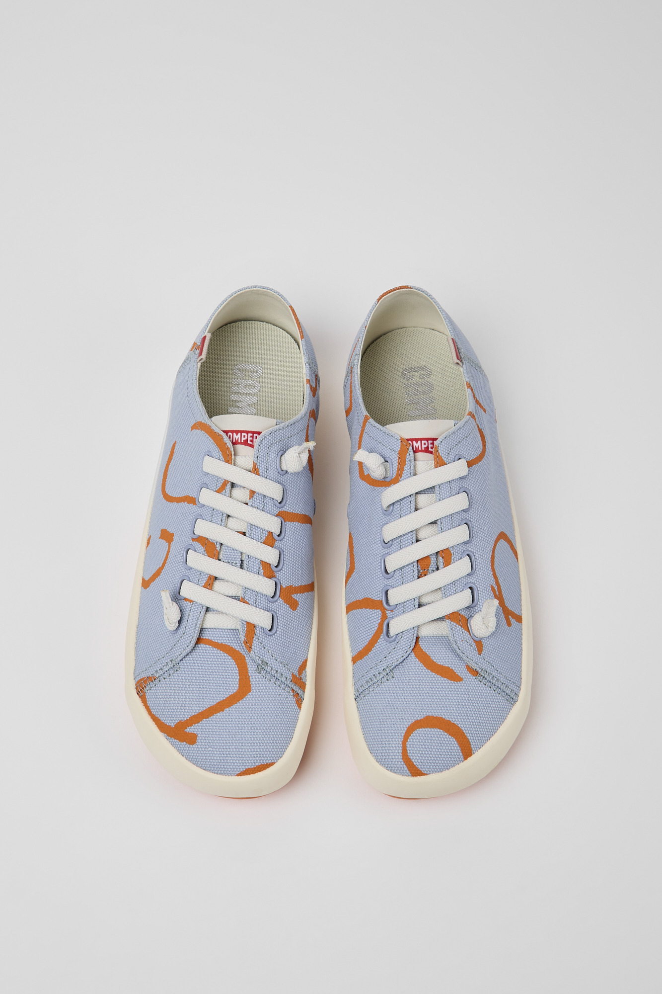 Peu Rambla - Blue and orange printed sneakers for men