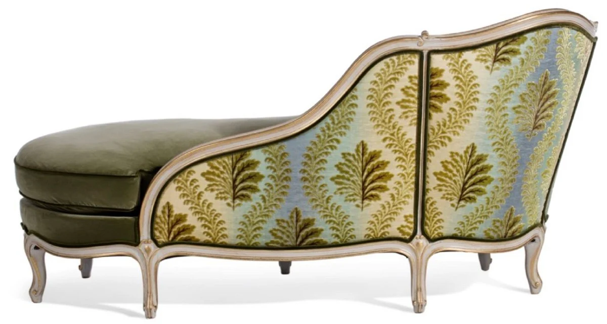 Casa Padrino chaise longue barroco de lujo verde / blanco / oro 166 cm - Hecho en Italia