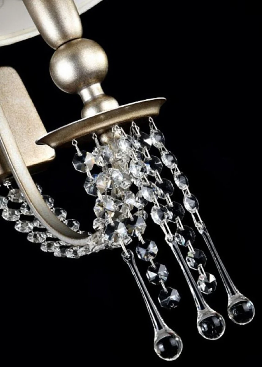 Casa Padrino Lámpara de Pared Barroco de Cristal Oro / Beige 14 x 24 x H. 38 cm - Lámpara de Pared en Estilo Barroco