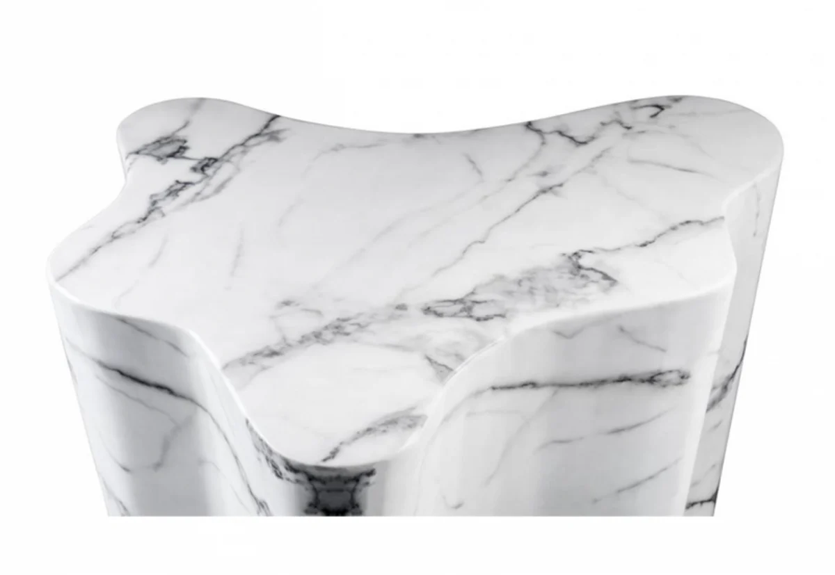 Casa Padrino luxury art deco designer side table white faux marble - Luxury Designer Side Table