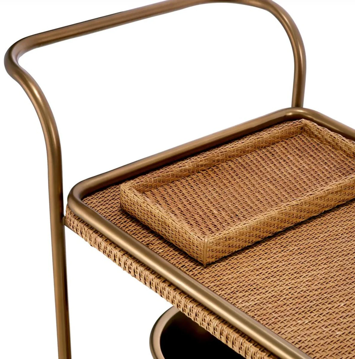 Casa Padrino carrito de servicio de lujo natural / lat¨®n vintage