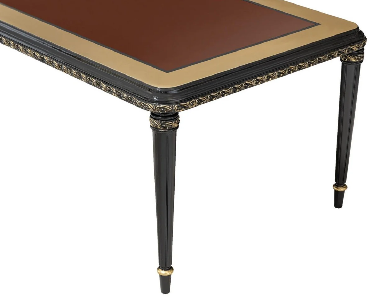 Casa Padrino conjunto de comedor barroco de lujo plata / marr¨®n / negro / oro - 1 Mesa de Comedor Barroco y 6 Sillas de Comedor Barrocos - Muebles de comedor de lujo estilo barroco