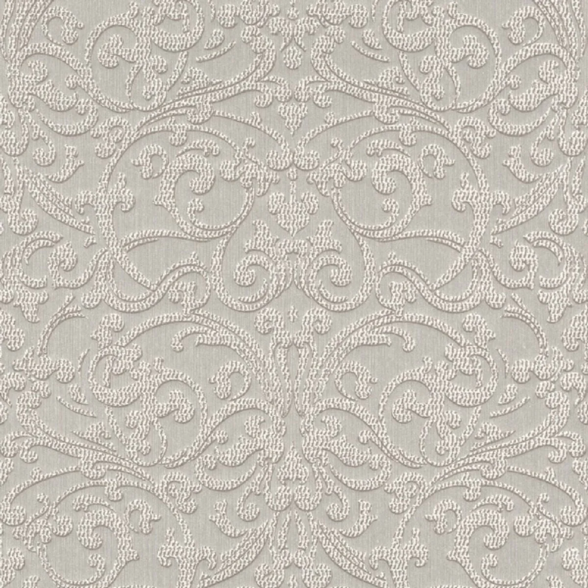 Casa Padrino Papel Tapiz Textil Barroco Plata / Blanco - 10,05 x 0,53 m - Papel Pintado de Tela con Superficie Texturizada