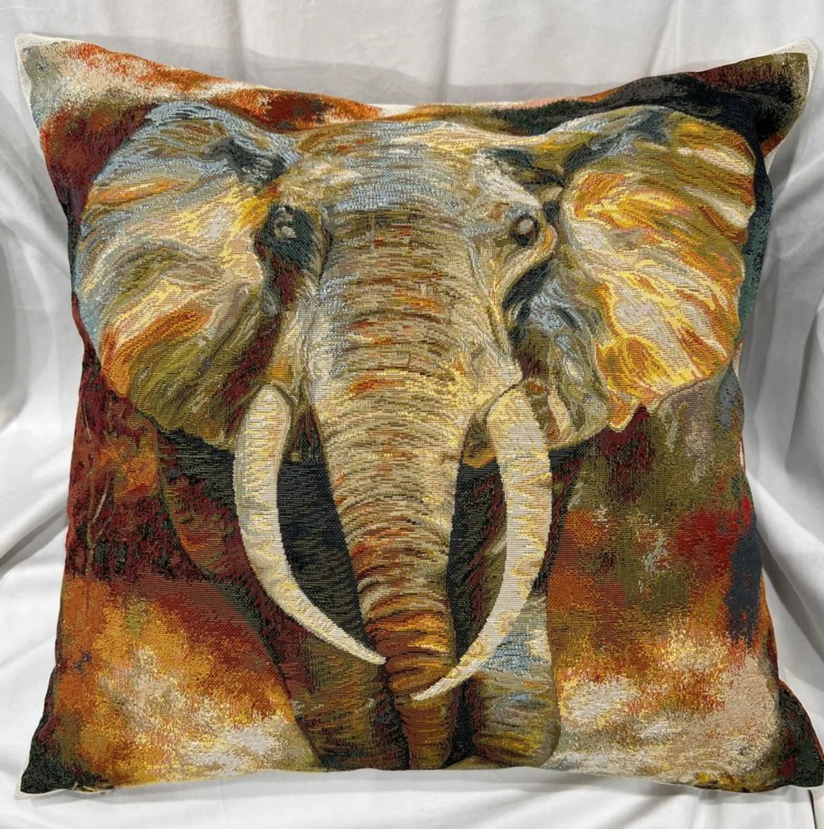 Casa Padrino cojín decorativo de lujo elefante multicolor 45 x 45 cm - Almohada estampado con tejido tapiz fino - Accesorios decorativos de lujo