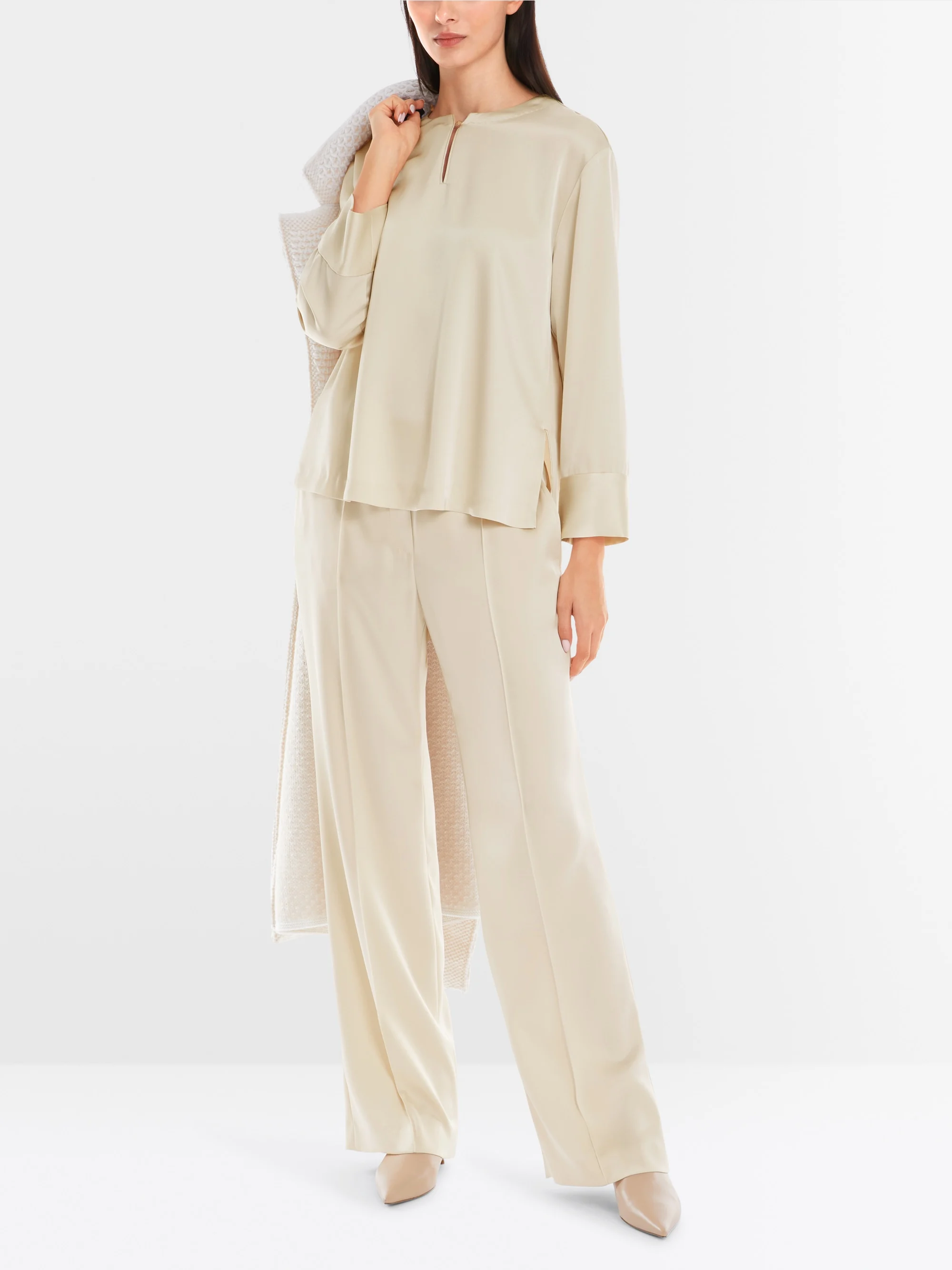 Marc-Cain Plain collarless blouse with glitter
