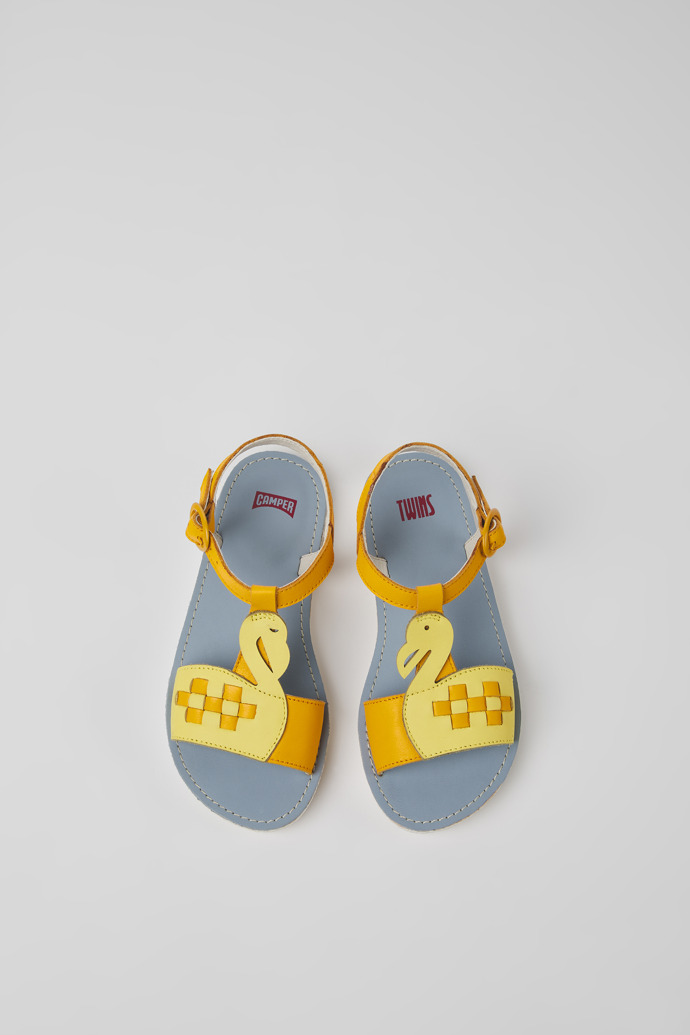 Twins Yellow and orange leather sandals for boys