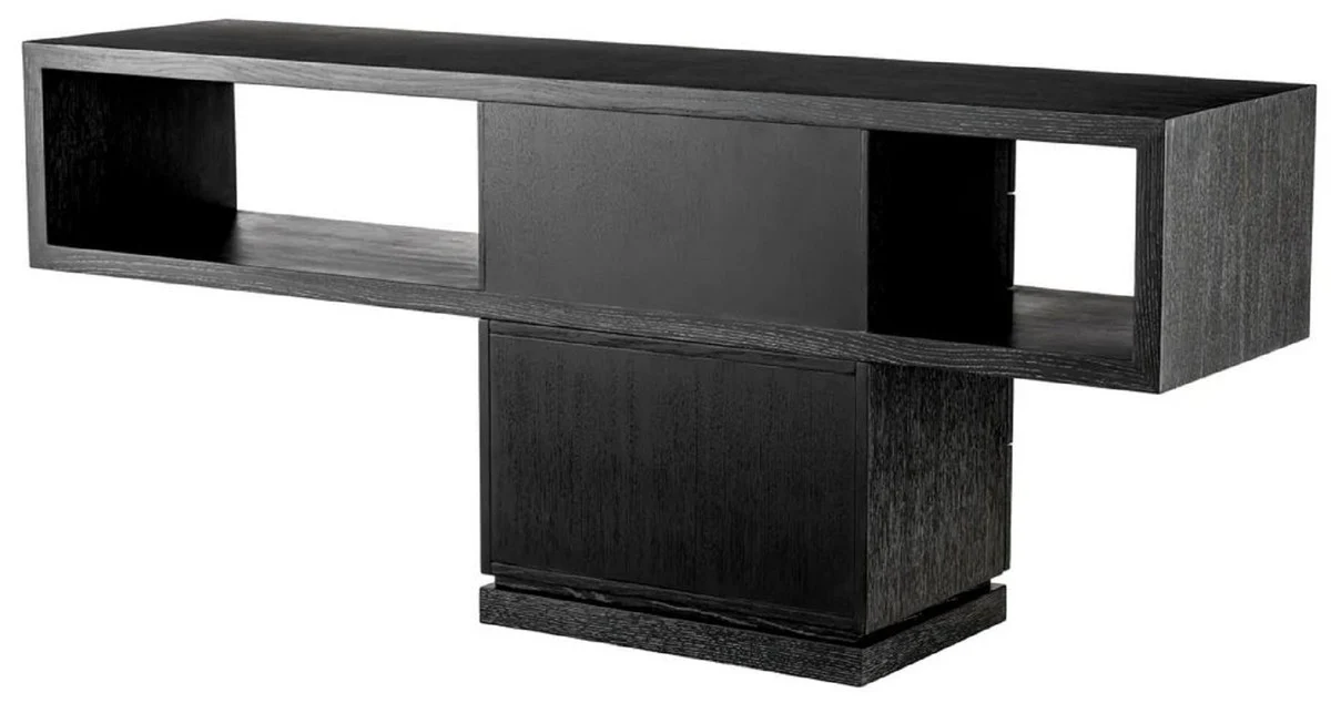 Casa Padrino consola de lujo negro gris 180 x 46 x A. 76 cm - Mesa consola rectangular con 4 cajones - Muebles de sal¨®n - Muebles de lujo - Interiores de lujo