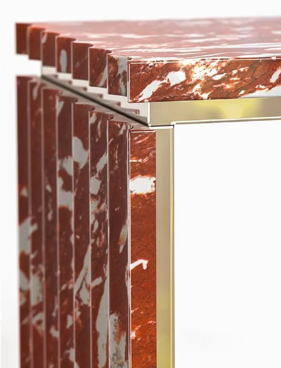 Casa Padrino Consola de M¨¢rmol de Lujo Rojo / Lat¨®n 180 x 40 x A. 90 cm - Consola Noble con M¨¢rmol Rosso Francia Cortado a Mano de Alta Calidad - Mobiliario de Hotel de Lujo