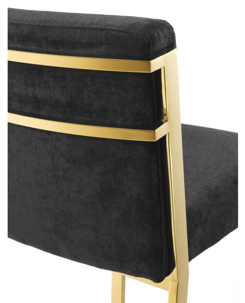 Casa Padrino taburete de bar de lujo negro / oro 43 x 54 x H. 101 cm - Silla de Bar de Dise?o de Acero Inoxidable con Tejido de Terciopelo - Mueble Bar