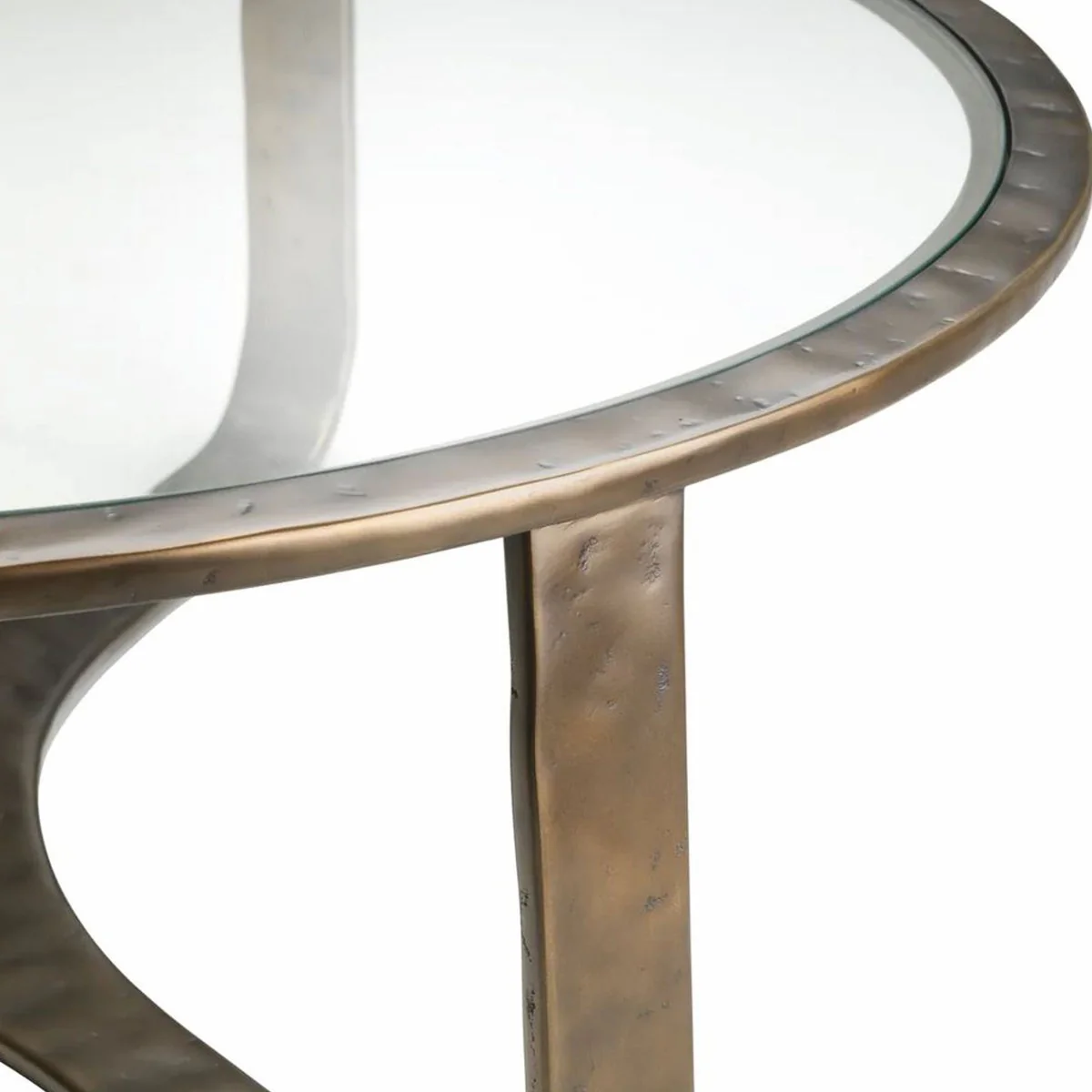 Casa Padrino mesa de centro de lujo de aluminio con tapa de vidrio bronce ? 102 cm - Muebles de sal¨®n