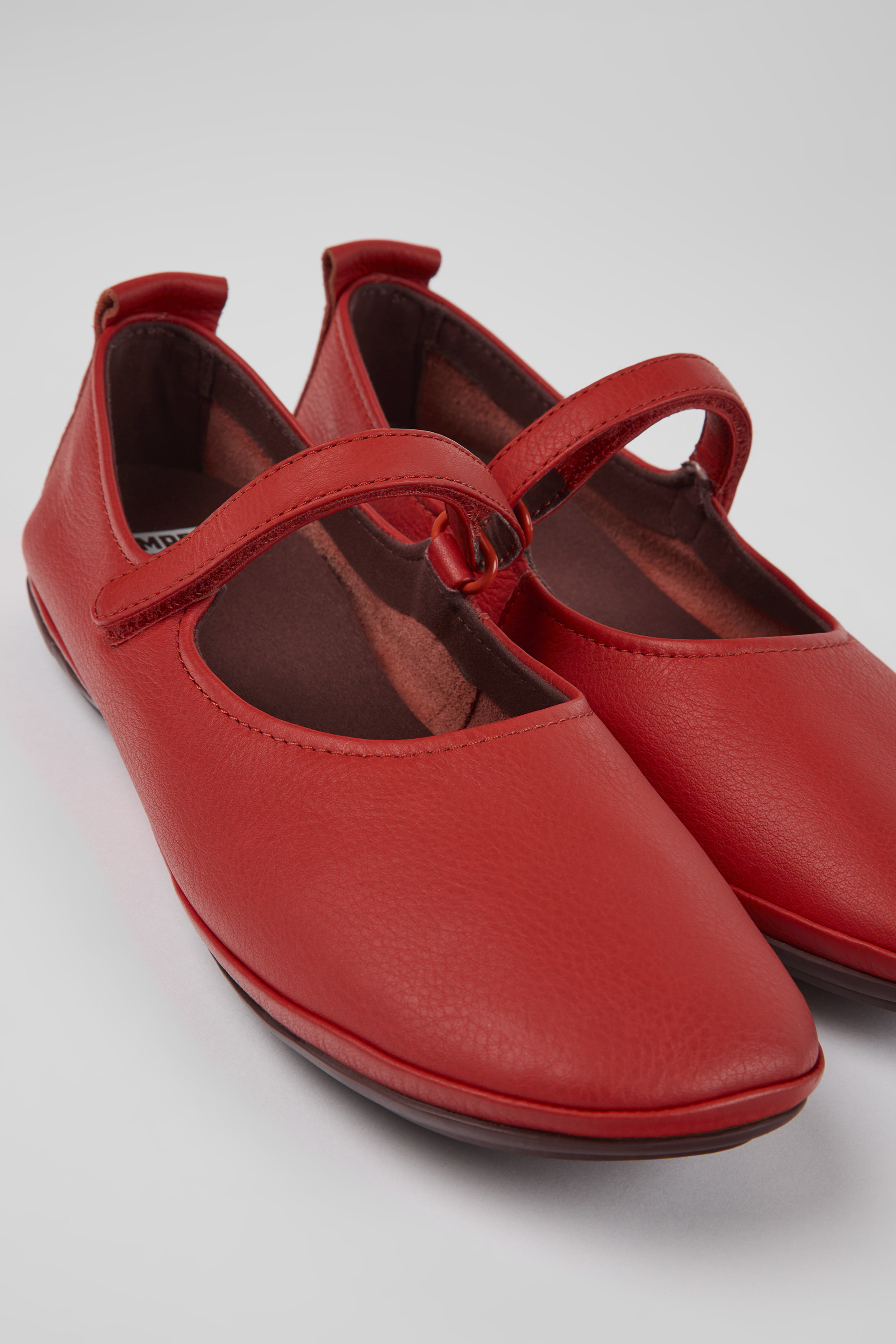 Right - Red leather shoes for women