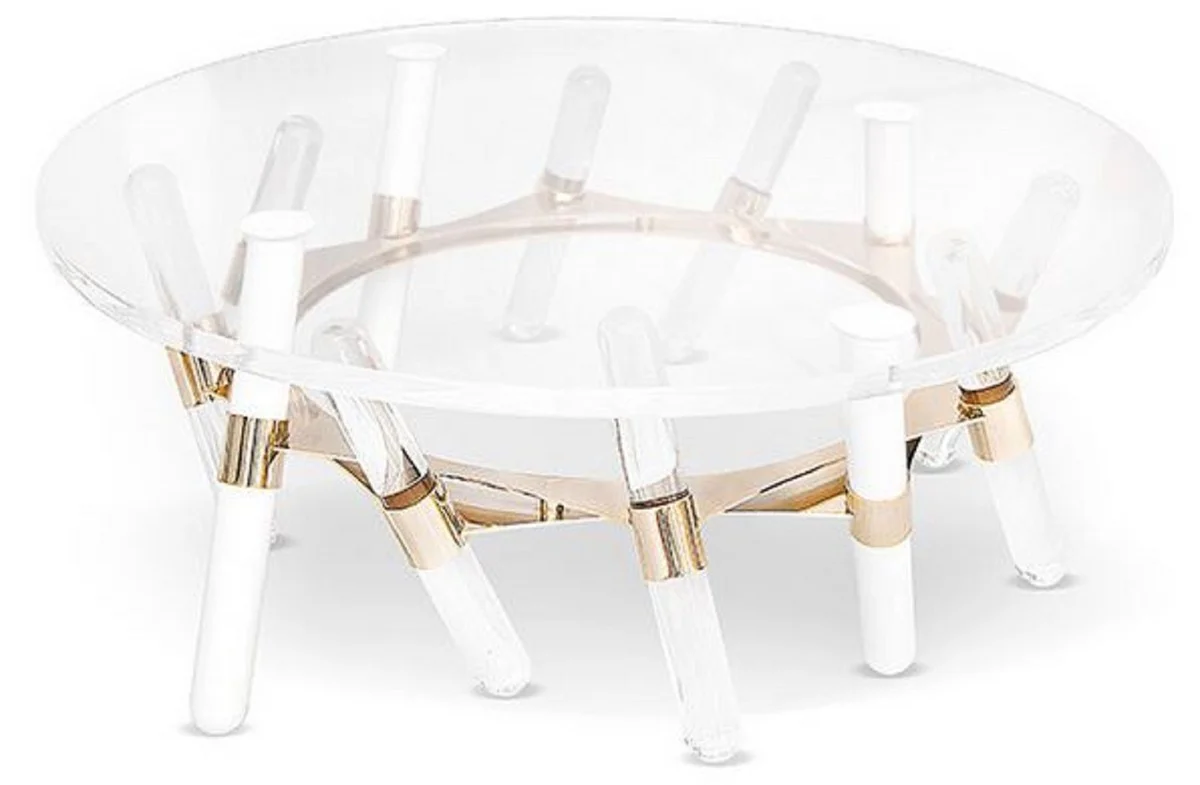 Casa Padrino mesa de jardín de lujo oro Ø 85 x A. 38,5 cm - Mesa de centro redonda de acrílico resistente a la intemperie - Muebles de Jardín - Muebles de Hotel - Calidad de Lujo