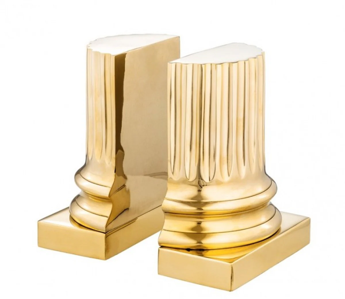 Casa Padrino luxury Bookend Set Column Gold Bookend - Book End - Luxury Collection - Art Deco - Polished Brass