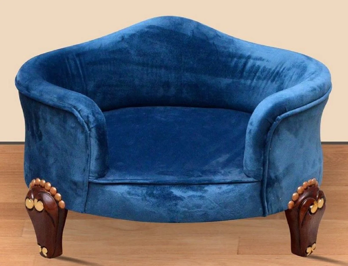 Casa Padrino cama para perros barroco azul real / marrón / oro - Muebles barrocos para perros - Muebles barrocos para mascotas - Magníficos muebles de animales en estilo barroco