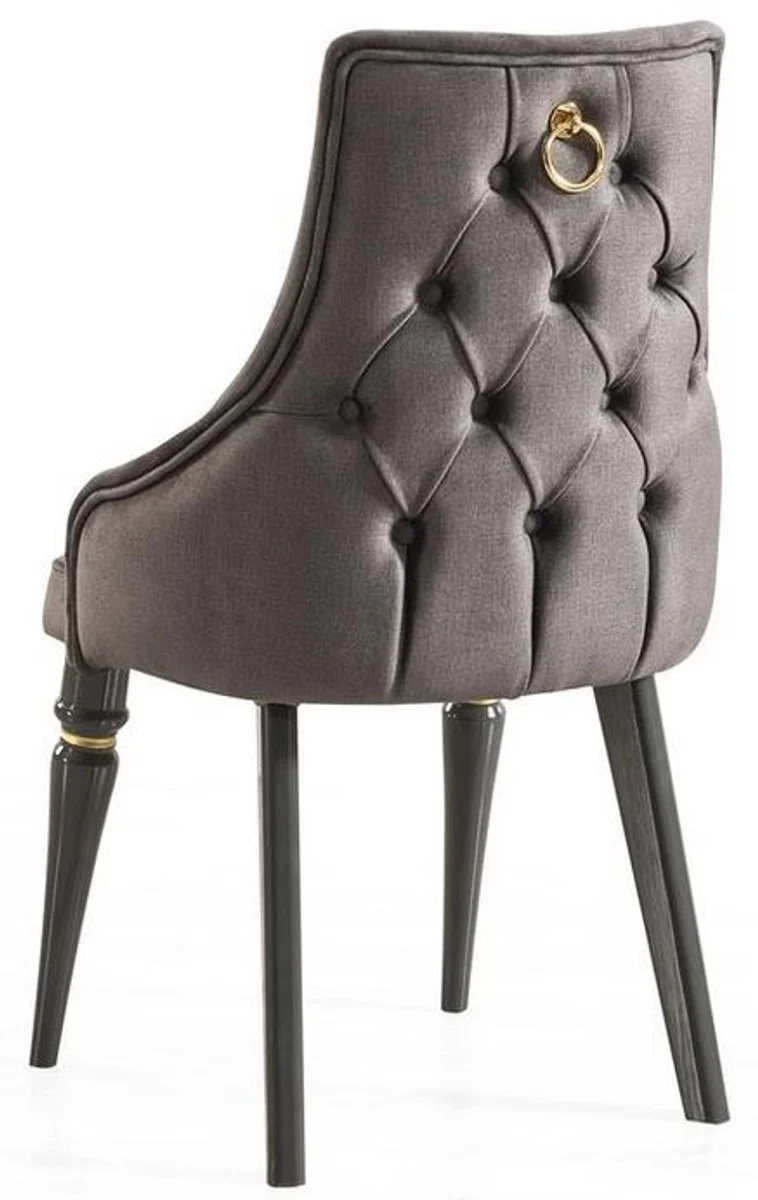 Casa Padrino conjunto de comedor Art Deco de lujo gris / oro - 1 Mesa de Comedor Extensible y 6 Sillas de Comedor - Muebles de Comedor Art Deco - Calidad de Lujo