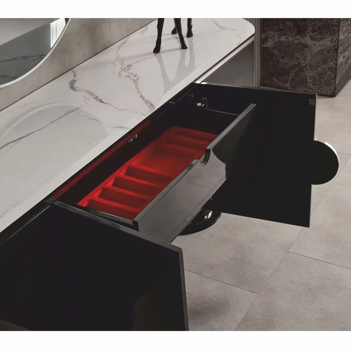 Casa Padrino Aparador de Lujo Negro / Blanco / Plata 221 cm - Muebles para Hotel y Comedor