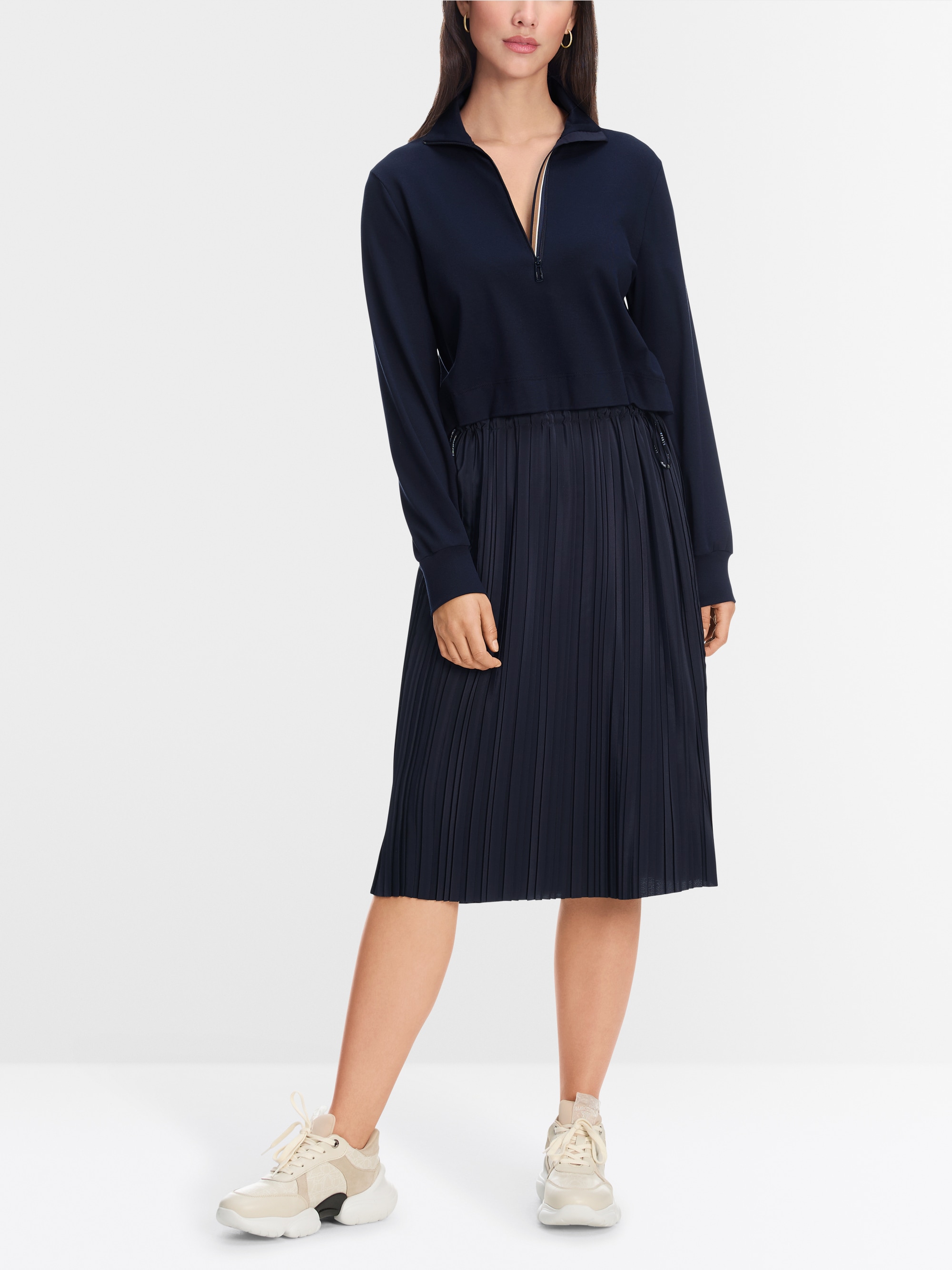 Marc-Cain Two-in-one midi dress with pleated skirt