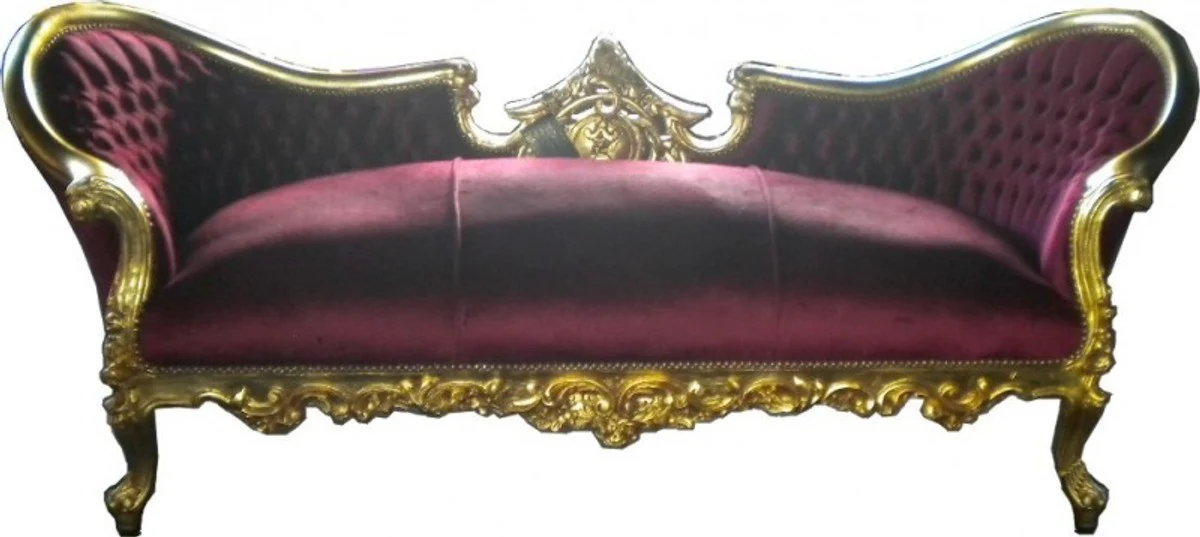 Casa Padrino Baroque Sofa Vampire Bordeaux Red / Gold - Limited Edition