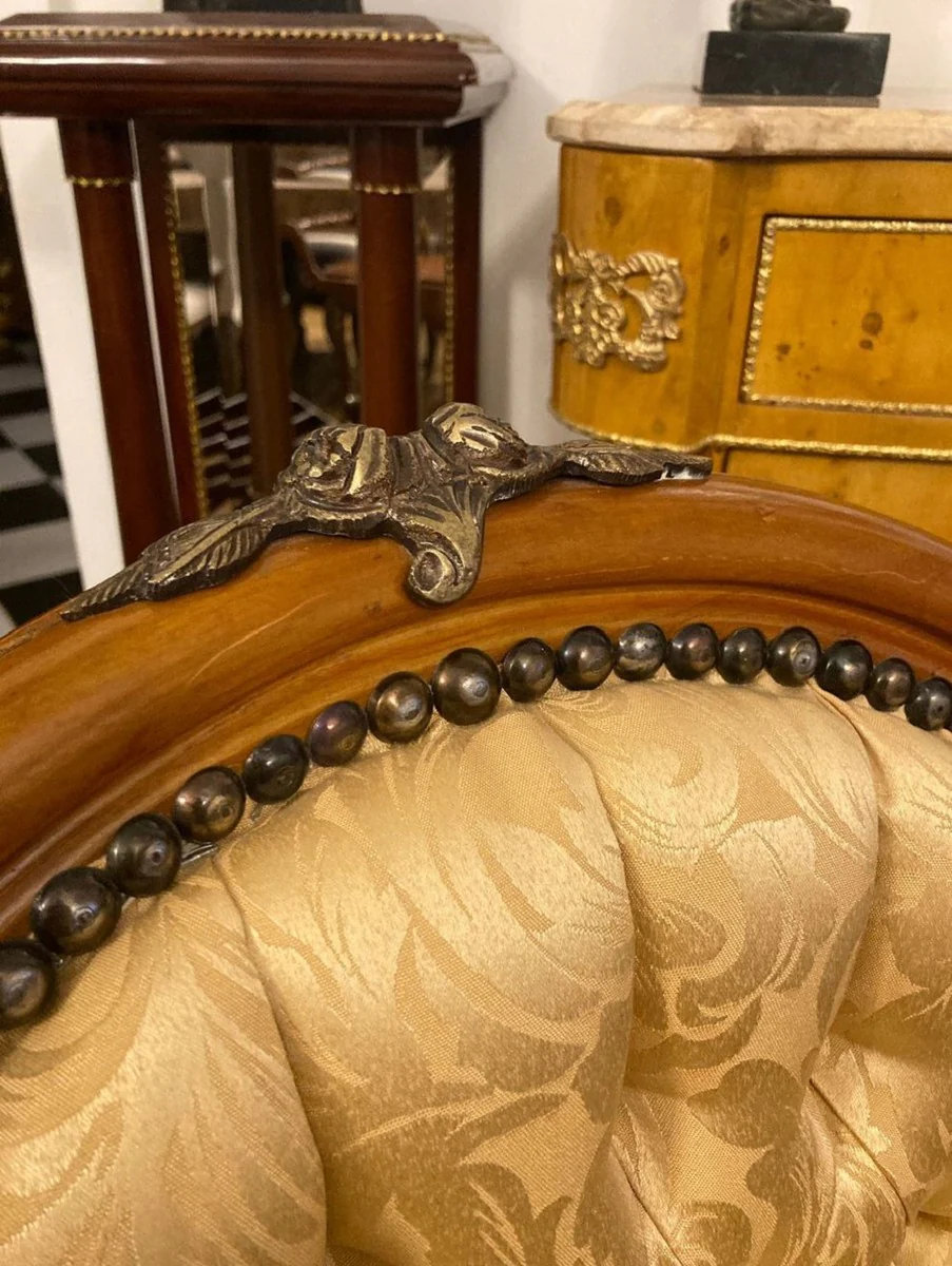 Casa Padrino silla de comedor barroco de lujo motivo oro / marr¨®n / lat¨®n antiguo - Silla hecha a mano de madera maciza con patas de le¨®n - Silla de cocina de estilo barroco - Muebles barrocos