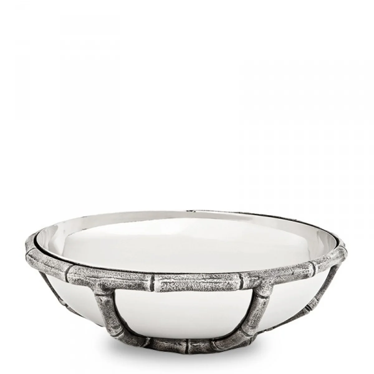 Casa Padrino Luxury Art Deco Bowl Stainless Steel Nickel Plated Antique Silver 27 x H. 8.5 cm - Luxury Hotel Collection