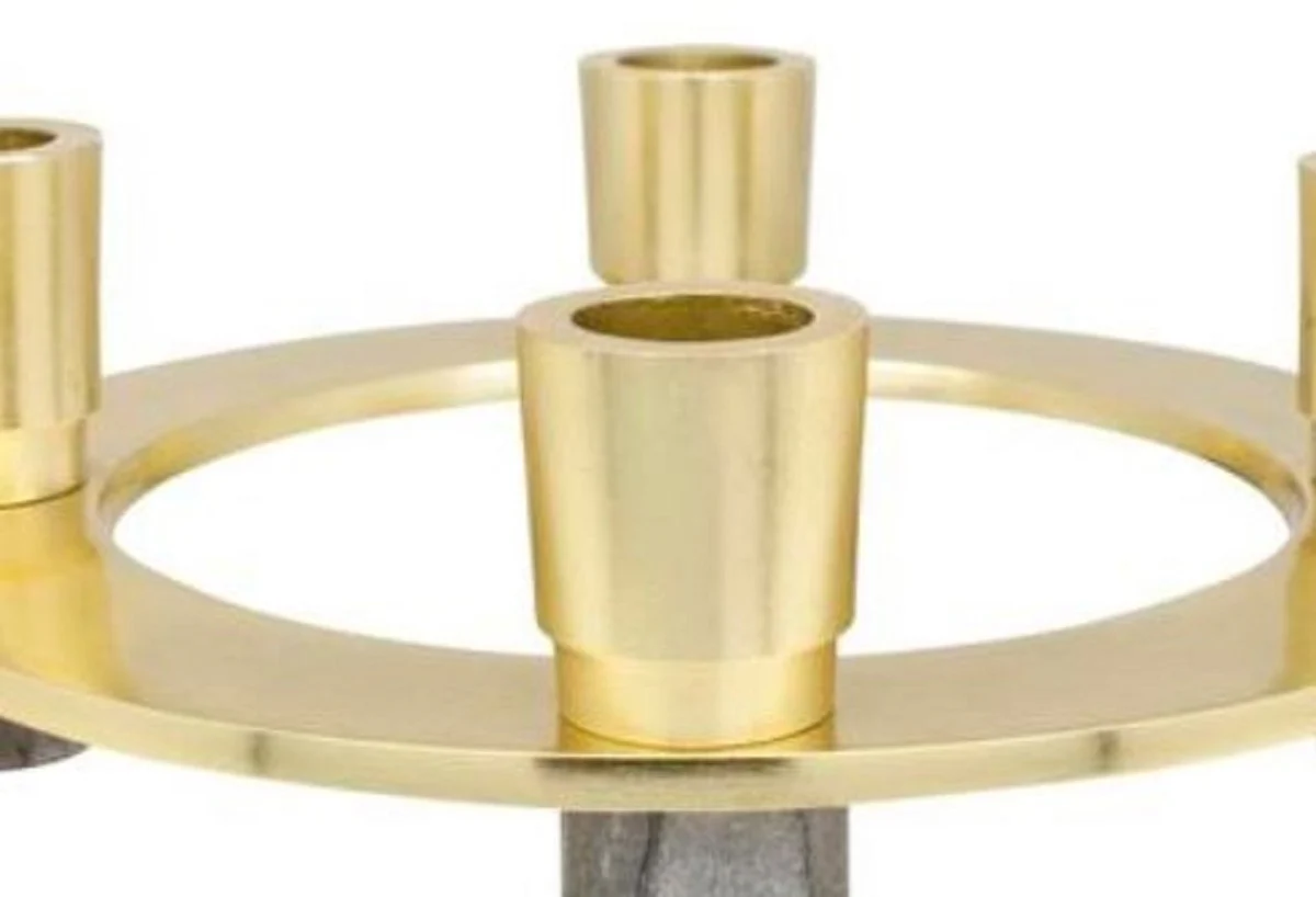 Casa Padrino portavelas de lujo oro / gris Ø 20 x H. 6,5 cm - Decoración de Hotel y Restaurante